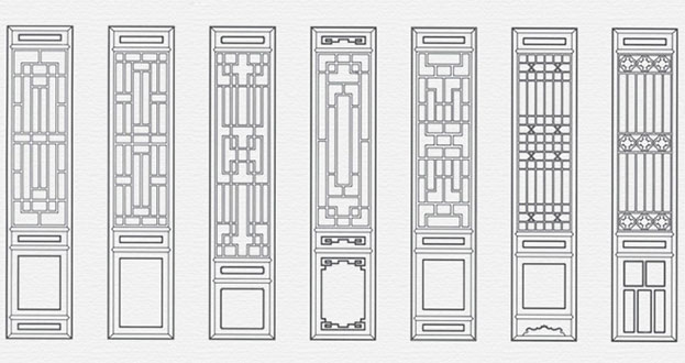 隆安常用中式仿古花窗图案隔断设计图